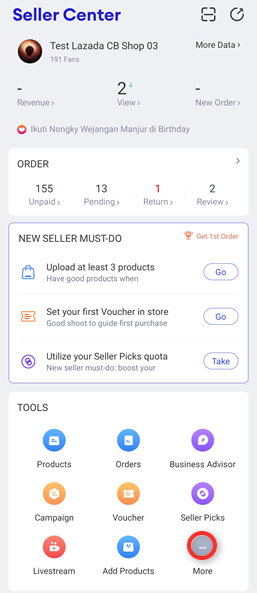 How do I navigate the homepage in the Seller Center?