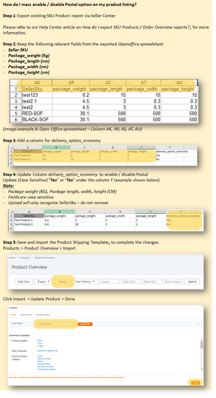 How Do I Mass Enable Disable Postal Option On My Product Listing 