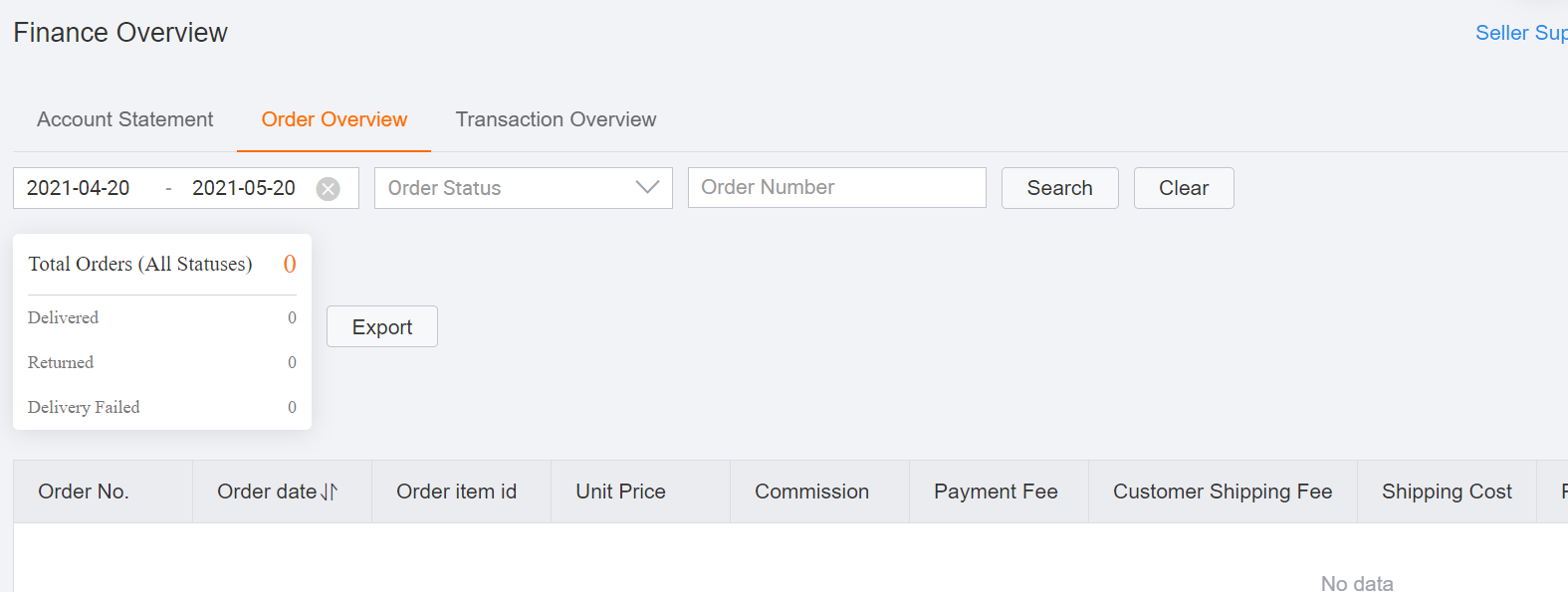 Guide to view the order overview Lazada Seller Center