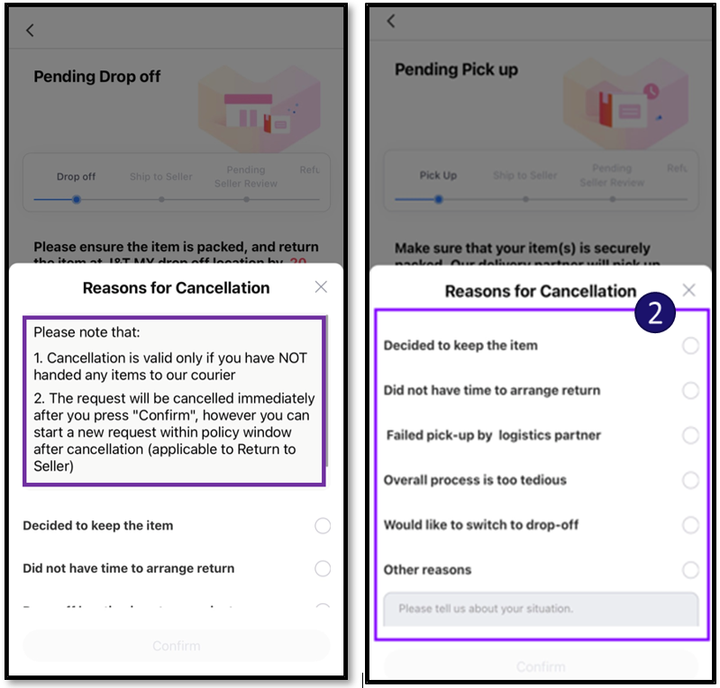 What are the types of Return Policies available on Lazada? Lazada