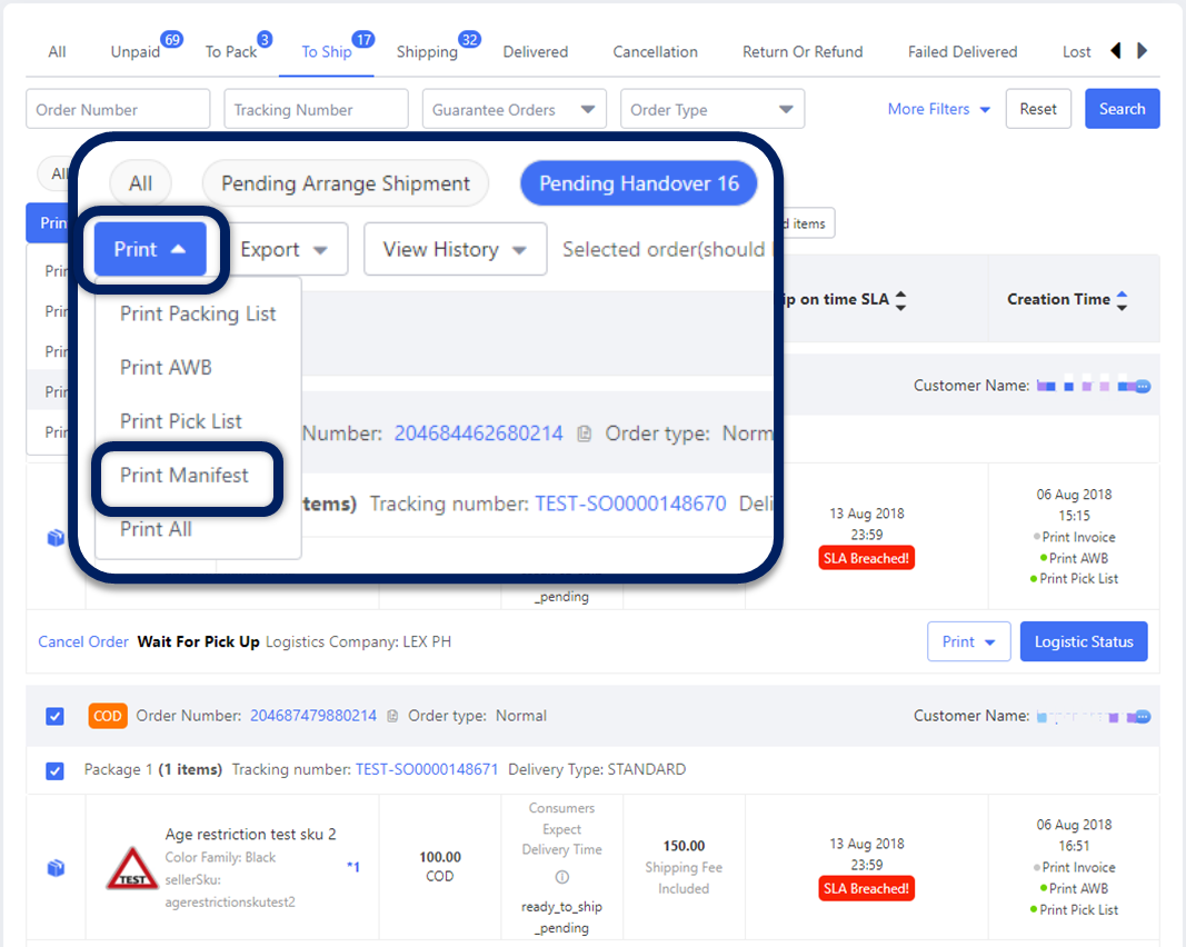 What is Carrier Manifest? Lazada Seller Center
