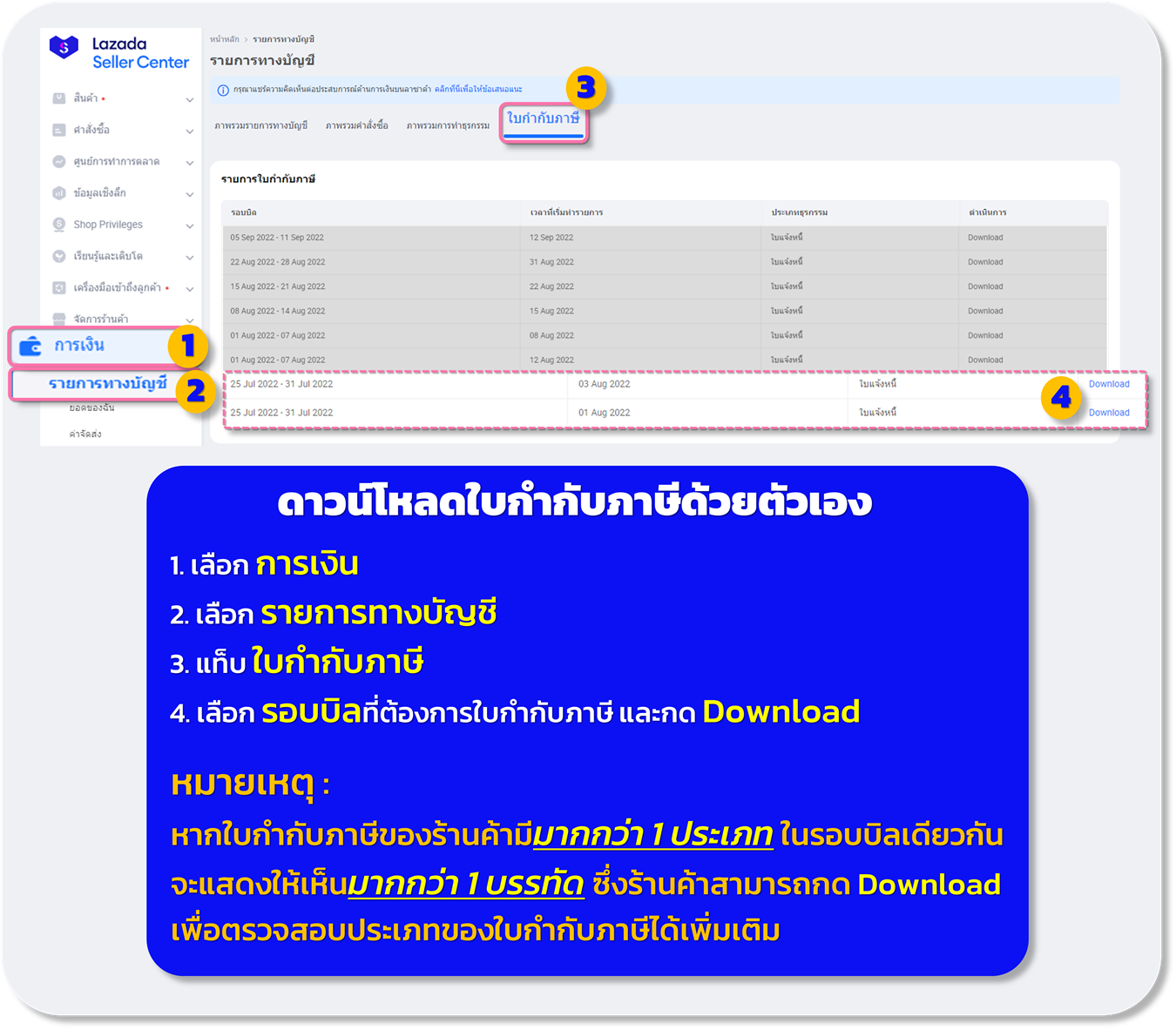 Download Tax invoice via ADA Lazada Seller Center