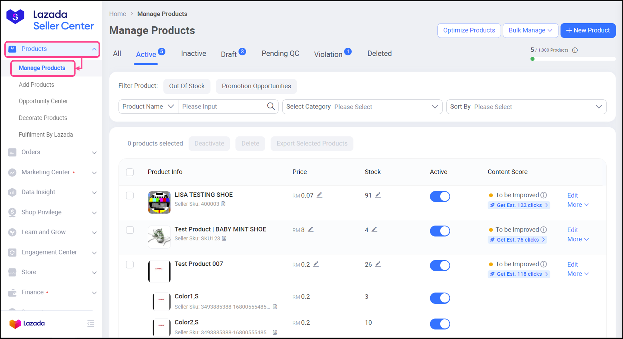 Product Management Page - Basic Functions| Lazada Seller Center