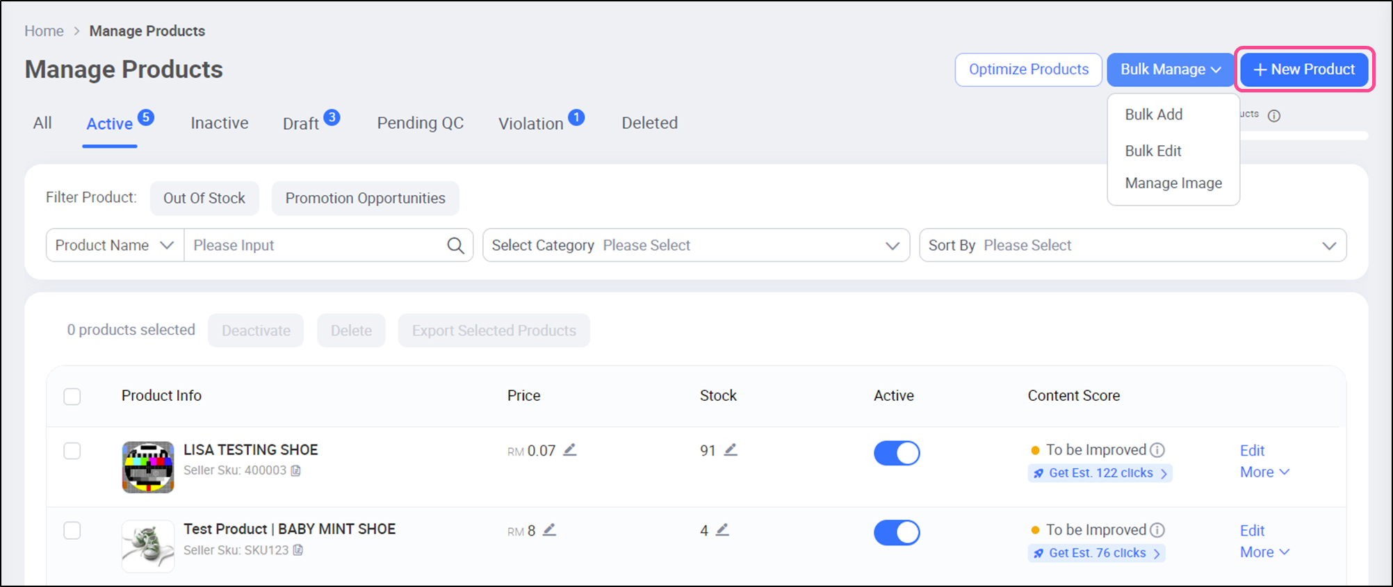 Product Management Page - Basic Functions| Lazada Seller Center