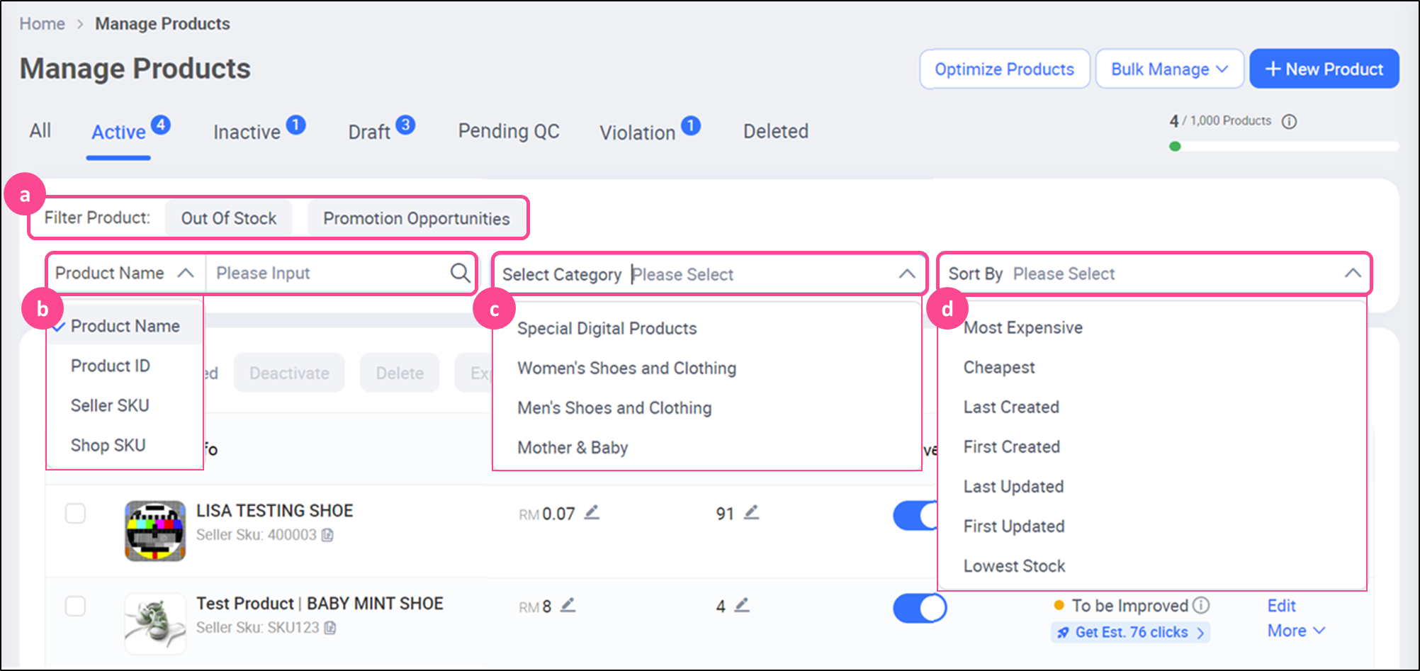 Product Management Page - Basic Functions| Lazada Seller Center