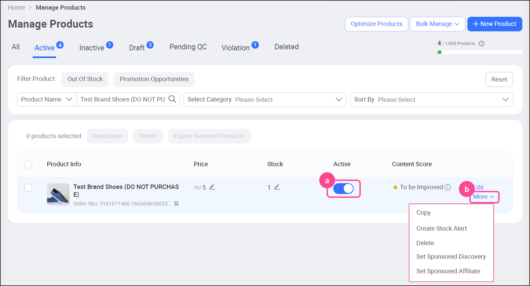 Product Management Page - Basic Functions| Lazada Seller Center